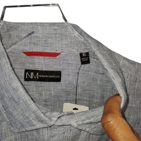 Neiman Marcus 100% Linen Gray Long Sleeve Button-Down Shirt Size XL NWT - Picture 7 of 16
